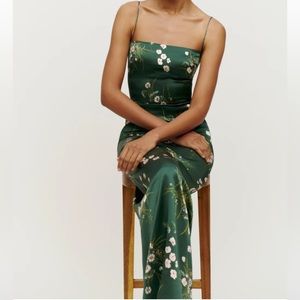 Reformation Frankie Silk Dress in Buena